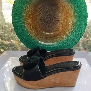 Coach "Jazmin" Black Wedge Slide Sandals